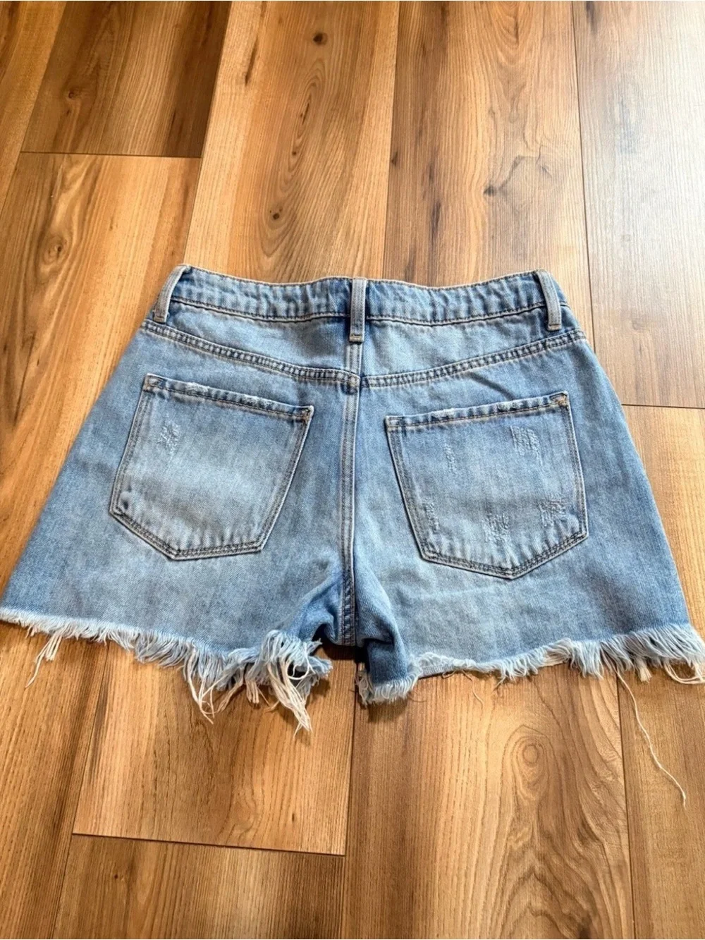 Light Blue Distressed Denim Jean Shorts